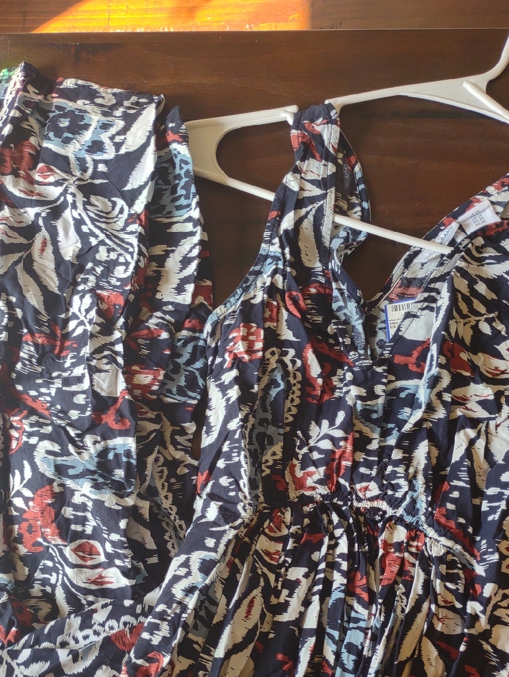 Lucky Brand Navy and Cream Floral Print Maxi